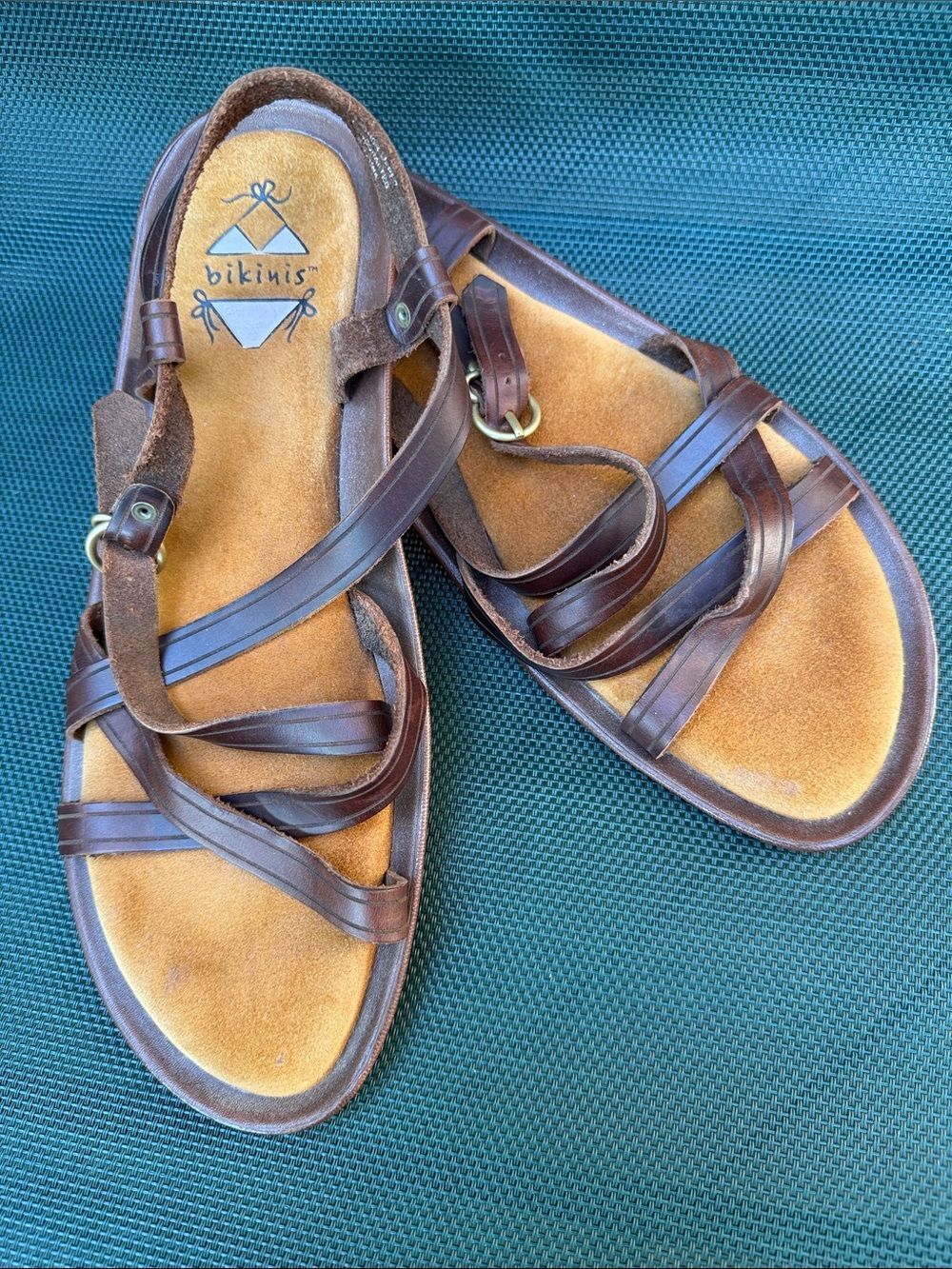 Vintage Dexter Bikini Brown Genuine Leather Strappy Gladiator Sandals size 9 - Picture 2 of 9